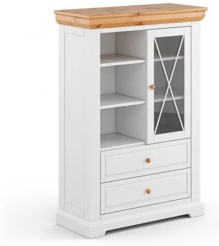 Vetrinetta legno massello pino bianca shabby country