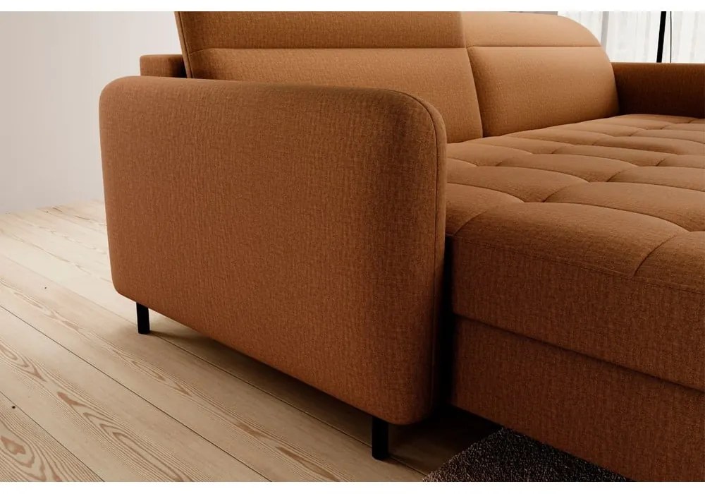 Divano angolare giallo allungabile/con contenitore (con penisola a sinistra/con chaise lounge) e rivestimento in velluto Gomsi – ELTAP