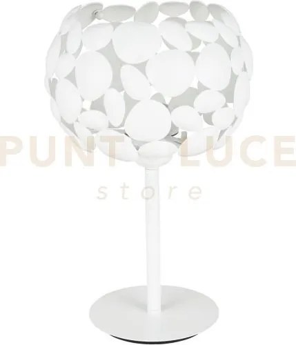 Lumetto dioniso bianco 1 luce attacco e27 22x22x34,5cm in metallo
