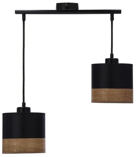 Lampadario a sospensione con filo PORTO 2xE27/60W/230V nero/marrone