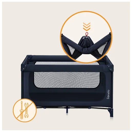 Lionelo - Lettino da viaggio JASMIN EASY FOLD Blu navy