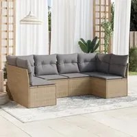 Set Divano da Giardino 6 pz con Cuscini Beige in Polyrattan 3249228