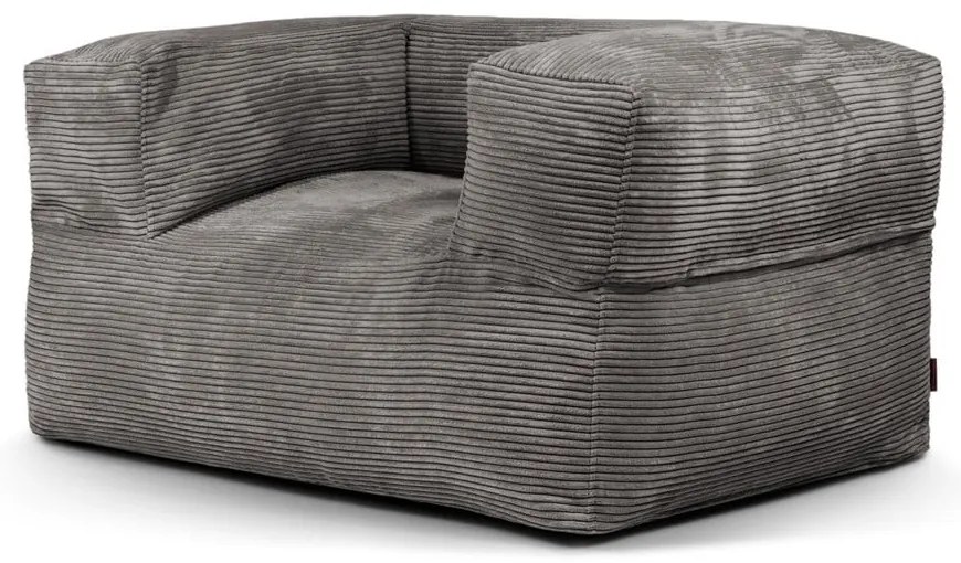 Puof a sacco grigio scuro con rivestimento in velluto a coste MooG – SLOWDOWN