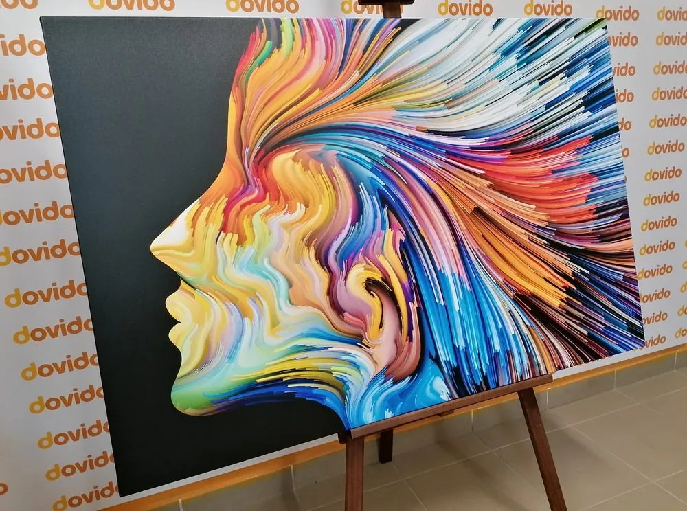 Quadro su tela – Profilo colorato di volto femminile