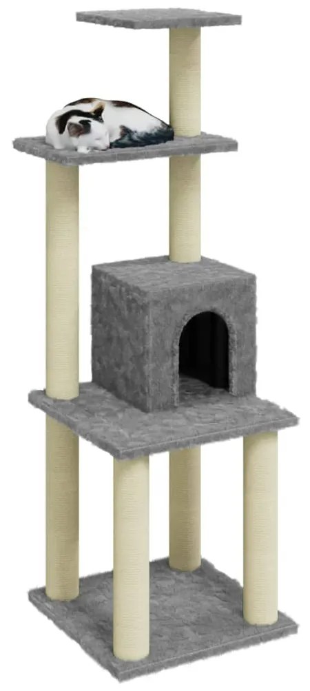 Albero per gatti con tiragraffi in sisal grigio chiaro 105 cm