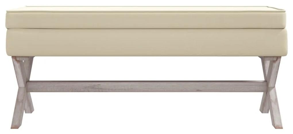 Sgabello portaoggetti beige 110x45x49 cm lino