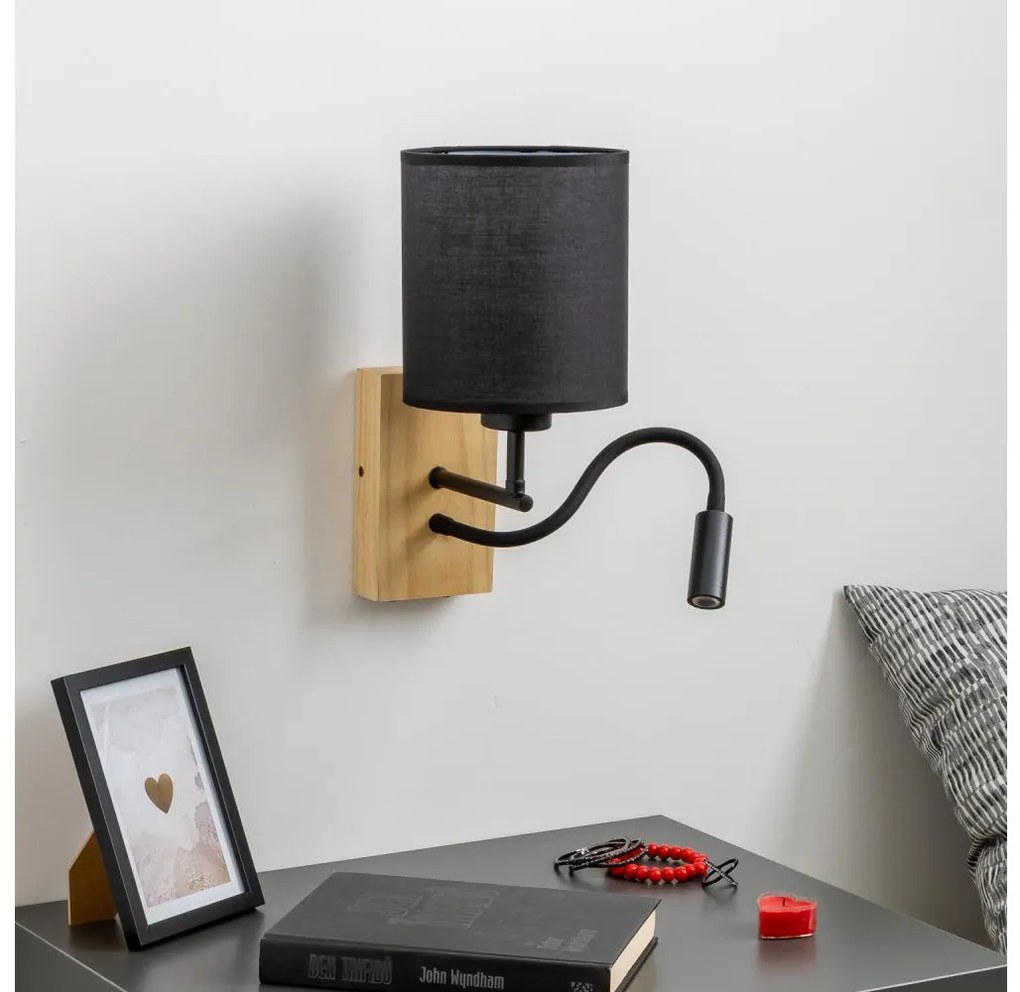 Brilagi - Applique a LED NUBILA WOOD 1xE27/25W/230V + LED/3W quercia/nero