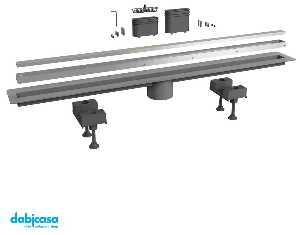 Bonomini "Canalissima" Canalina di Scarico in Alluminio a Pavimento Piastrellabile da 100 cm