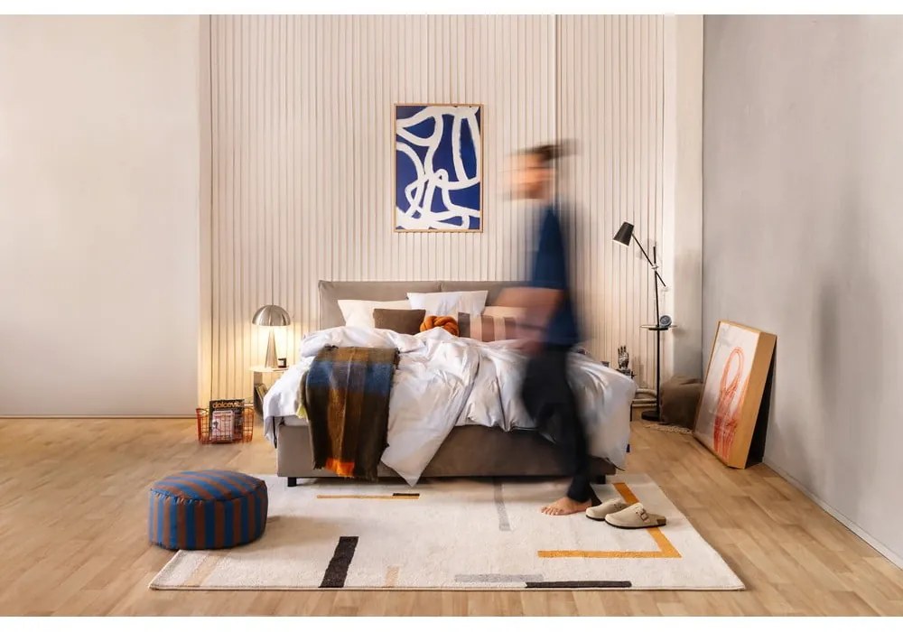 Letto matrimoniale imbottito grigio tortora con contenitore, materasso e rete inclusi 180x200 cm Myra Pillow – Bonami Selection