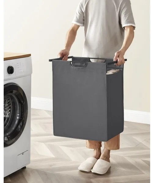 Cesto per la biancheria REX nero/grigio