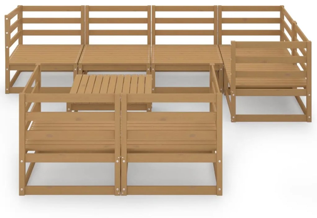 Set Divani da Giardino 8 pz Miele in Legno Massello di Pino