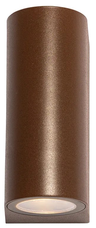 Lampada da parete per esterni marrone ruggine in plastica ovale 2 luci - Baleno