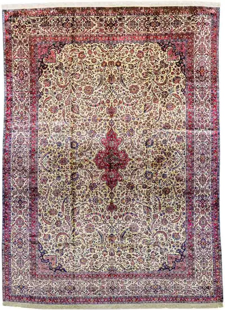Kashan Tappeto 260 x 360 Rosso (Iran) Annodato A Mano