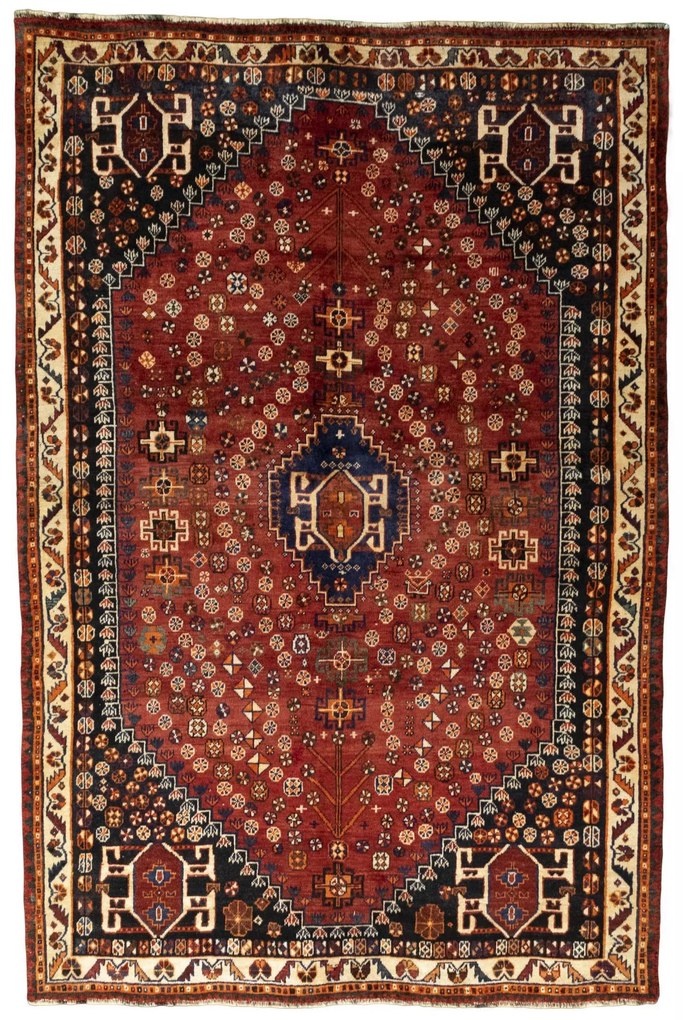 Shiraz Tappeto 250x170 Rosso (Iran) Annodato A Mano