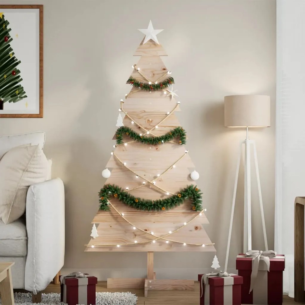 Albero Di Natale Decorativo İn Legno 150 Cm Legno Massello Pino /