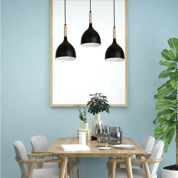 Lampadario a sospensione con filo NOAK WOOD 3xE27/60W/230V