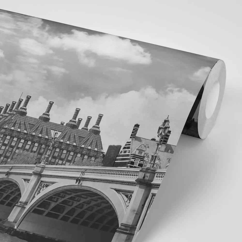 Carta da parati autoadesiva – Big Ben a Londra in bianco e nero