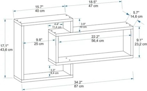 Mensola Sospesa 2 Vani A Cubo 87x15x44 Dante Bianco E Rovere Chiaro