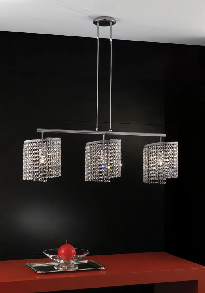 3-light suspension chrome and crystal -1023/S3 - Contemporary - Arredo Luce Cromo