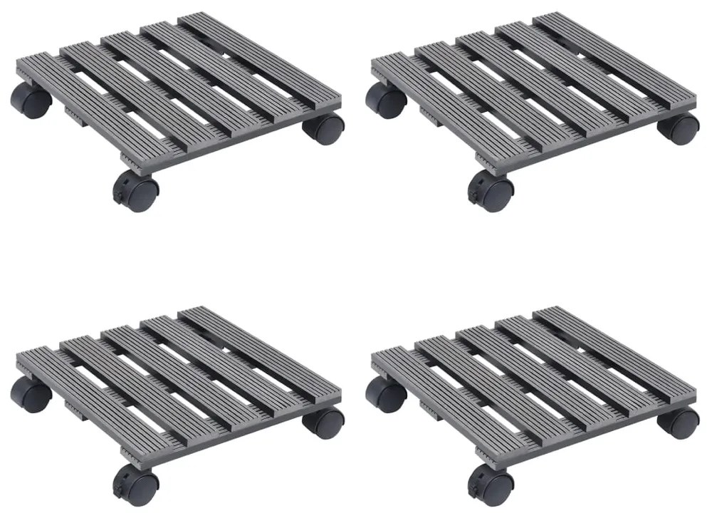 Carrelli Porta Piante 4 Pz Grigi 30x7,5 Cm Wpc /