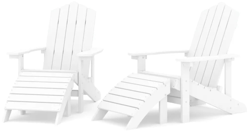 Sedie da giardino adirondack 2 pz con poggiapiedi hdpe bianco