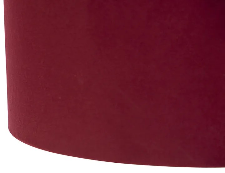 Lampada a sospensione nera con paralumi in velluto rosso e oro 35 cm 2 luci - Blitz