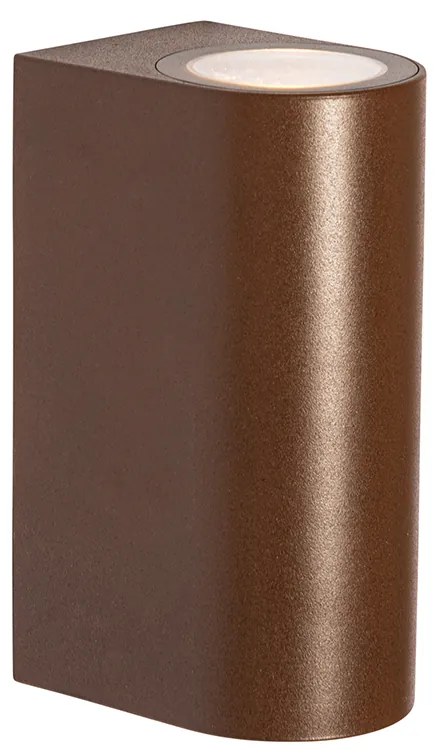 Lampada da parete per esterni marrone ruggine in plastica ovale 2 luci - Baleno