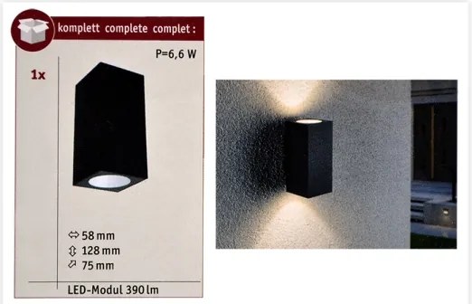 Paulmann 94328 - 2xLED/2,8W IP44 Applique da esterno FLAME 230V antracite