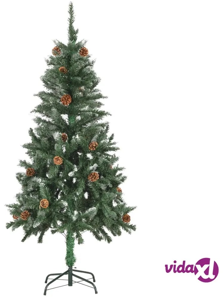 vidaXL Albero di Natale Artificiale Pigne e Brillantini Bianchi 150 cm