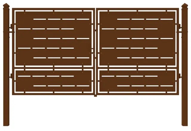 Cancello manuale con serratura manuale Privacy in ferro, apertura centrale, L 358.5 x H 180 cm, di colore ruggine