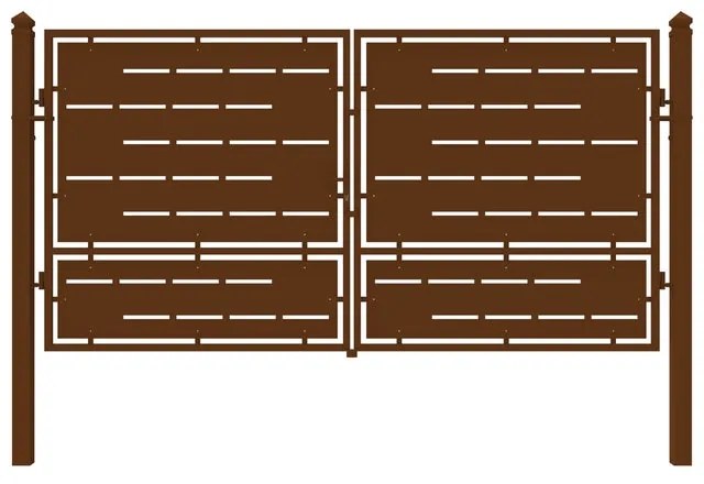 Cancello manuale Privacy in ferro, apertura centrale, L 358.5 x 180 cm, di colore ruggine