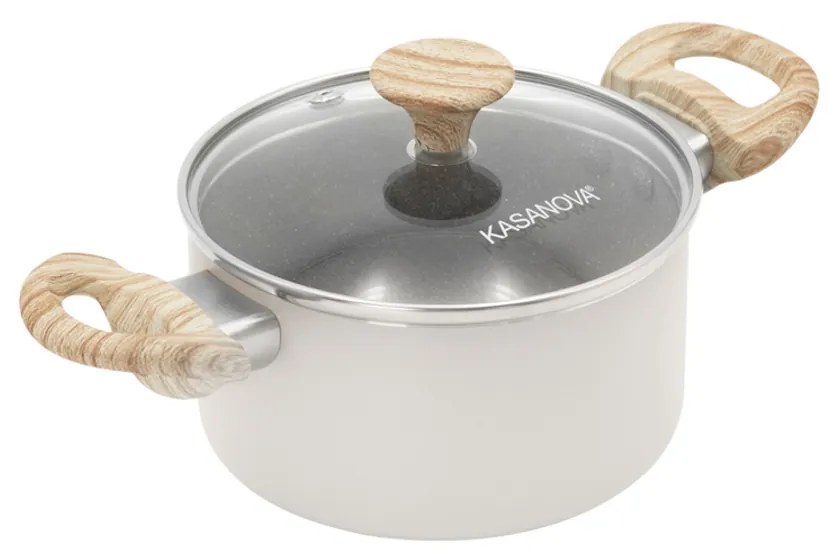 Casseruola 12 cm taupe scritta Cooking Therapy con coperchio
