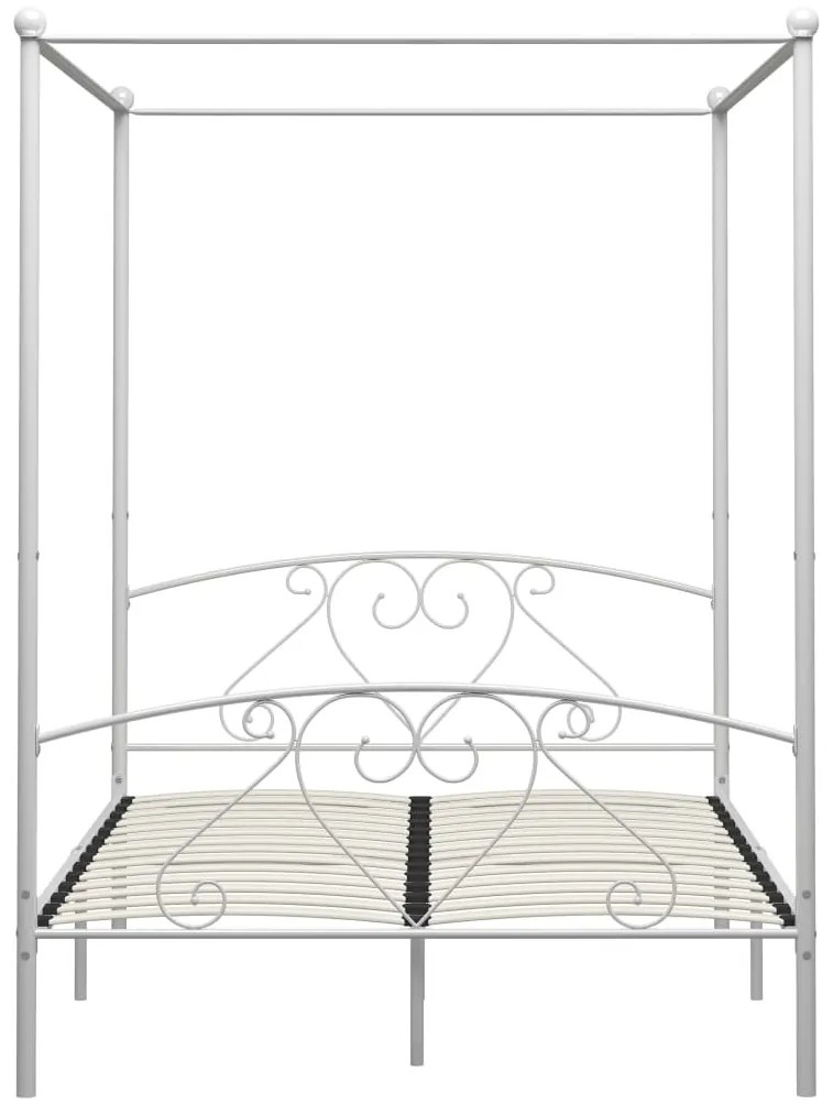 Letto a baldacchino bianco in metallo 160x200 cm