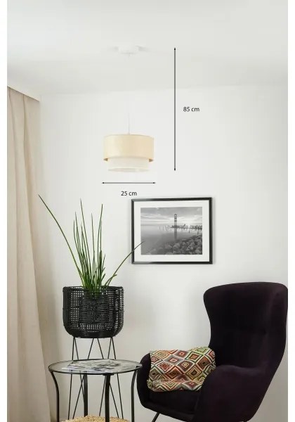 Brilagi - Lampadario a sospensione con filo ARIZONA BOHO 1xE27/15W/230V diametro 25 cm beige/bianco