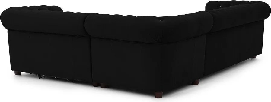 Divano angolare nero allungabile (con penisola a destra/a L) con rivestimento in velluto York Blik – Ropez