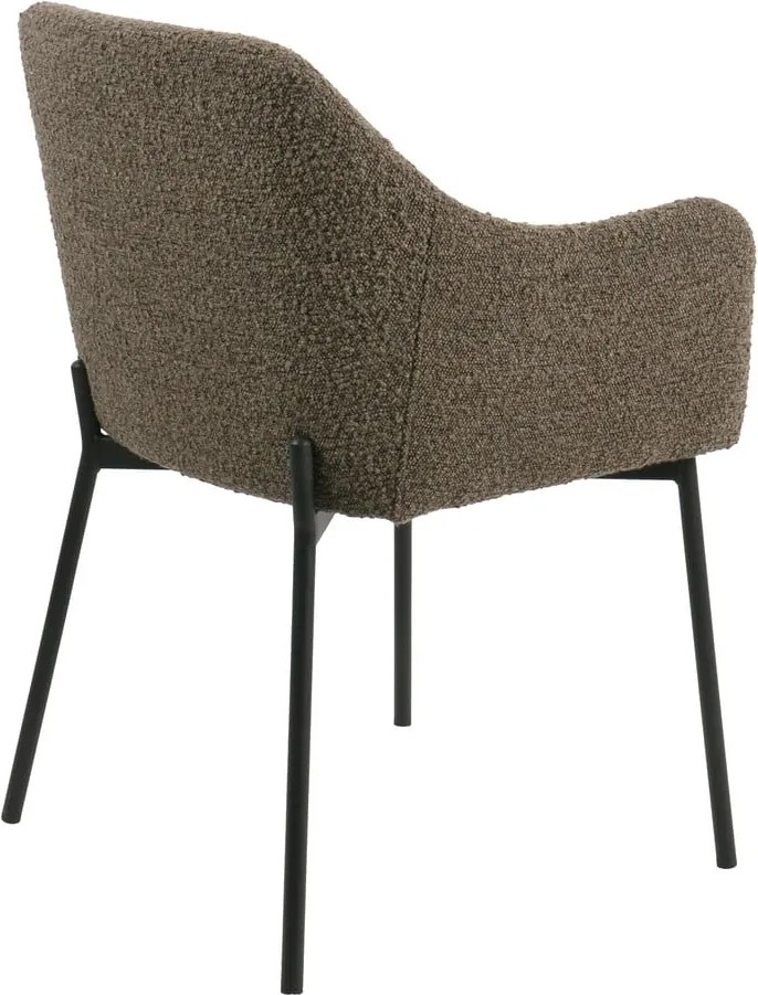 Sedia da pranzo marrone in imbottito con braccioli Melilla – House Nordic