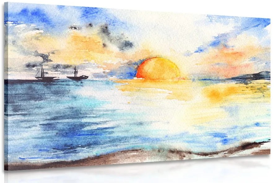 Quadro su tela – Tramonto luminoso sul mare