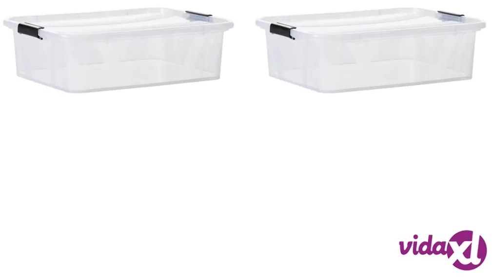 vidaXL Scatole Trasparenti Portaoggetti con Coperchio 2 pz da 21 L