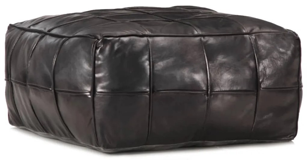 Pouf Nero 60x60x30 Cm İn Vera Pelle Di Capra /