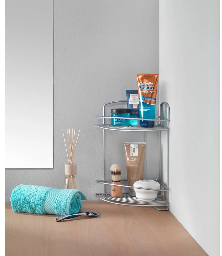 Mensola da bagno angolare a parete in acciaio, argento - Metaltex