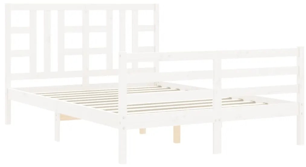 Giroletto con testiera bianco 140x200 cm in legno massello