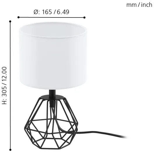 Eglo 95789- Lampada da tavolo CARLTON 2 1xE14/60W/230V