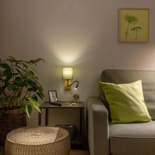 Brilagi - Applique a LED NUBILA WOOD 1xE27/25W/230V + LED/3W quercia/verde