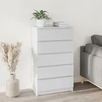 Cassettiera Bianco Lucido 60x36x103 cm in Legno Multistrato 823018