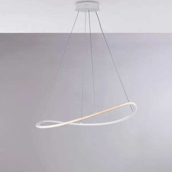 Sospensione in metallo e alluminio laccato bianco con led integrato...