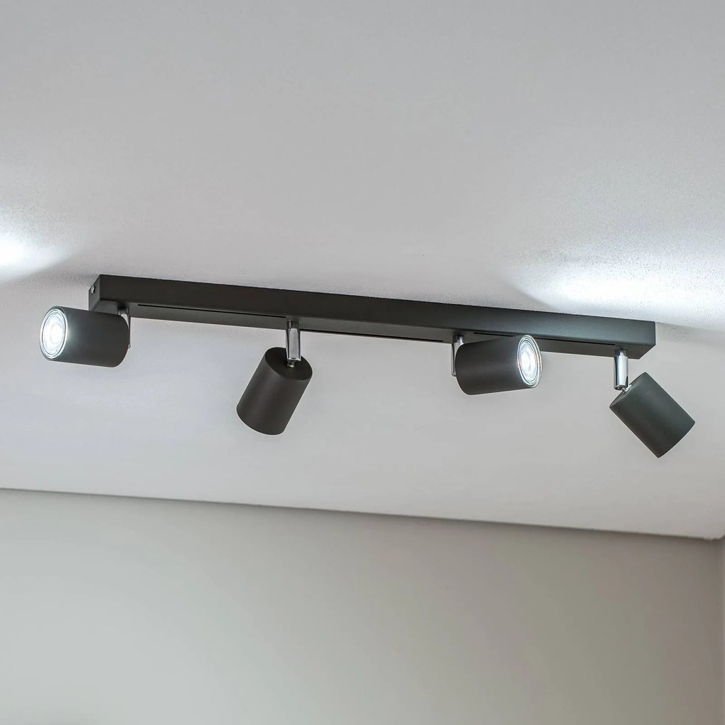 Luminex Faretto da soffitto Jarek antracite/cromo, 4 luci