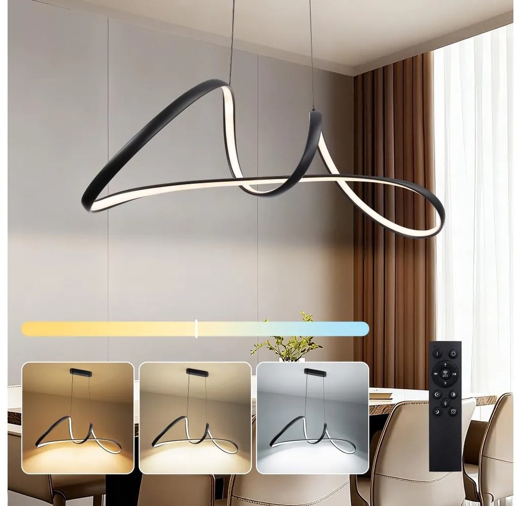 Brilagi-LED Lampada a sospensione dimmerabile su cavo TWISTER LED/60W/230V 3000-6000K nera + telecomando