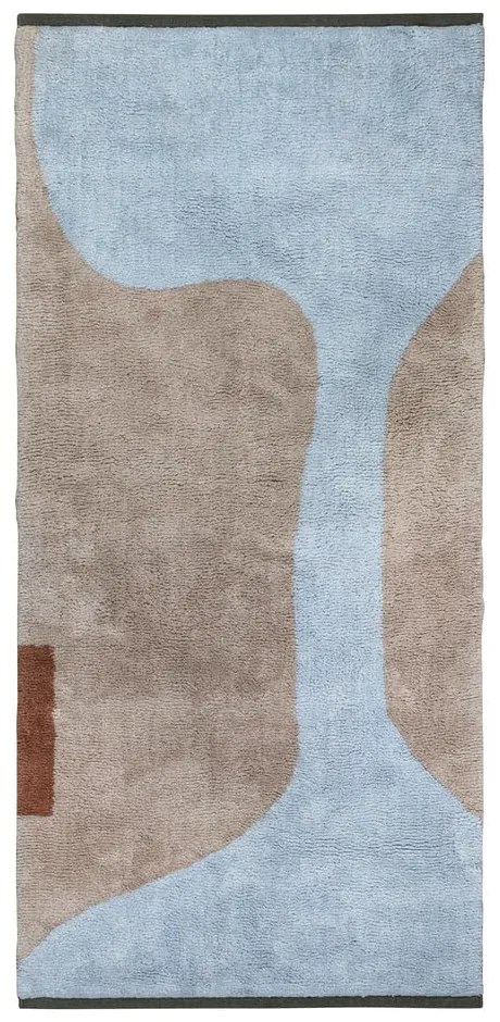 Passatoia lavabile in cotone azzurro e beige 70x150 cm Figura - Mette Ditmer Denmark