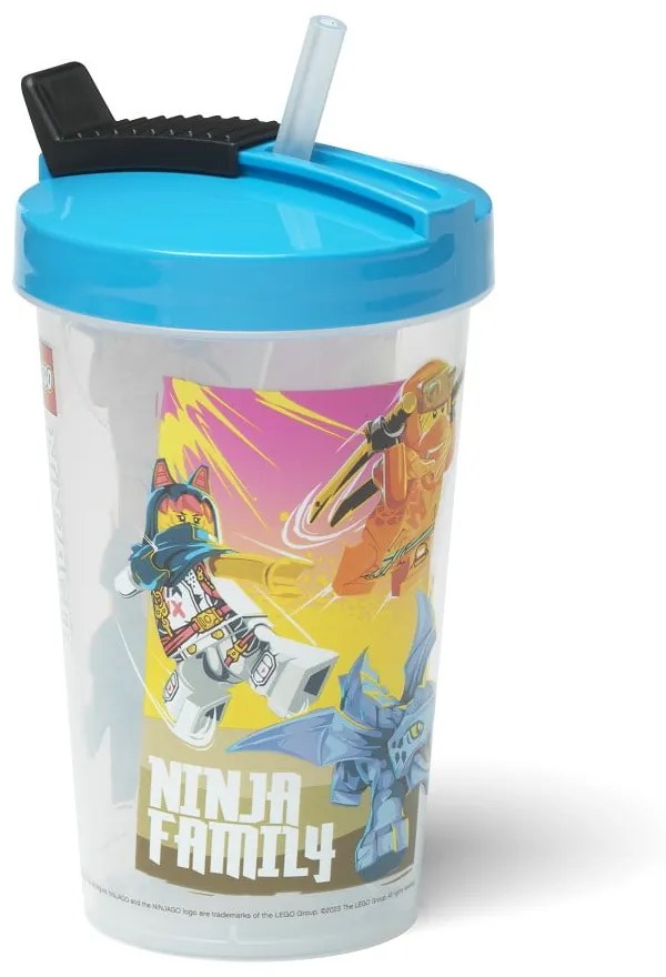 Bicchiere da viaggio blu con cannuccia 500 ml Ninjago - LEGO®