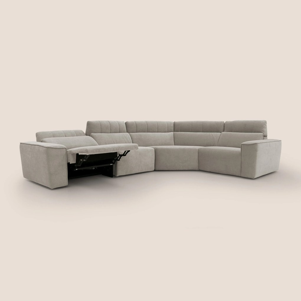 Clark Divano modulare angolare REVERSIBILE con opzione relax elettrico in tessuto smacchiabile impermeabile T17 beige